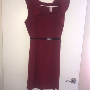 Bright red midi dress